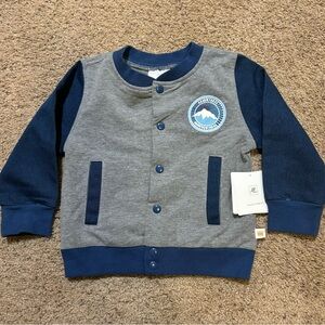 Rosie Pope Baby Boy Blue and Gray Wolf Pack Varsity Jacket, 24 months. NWT
